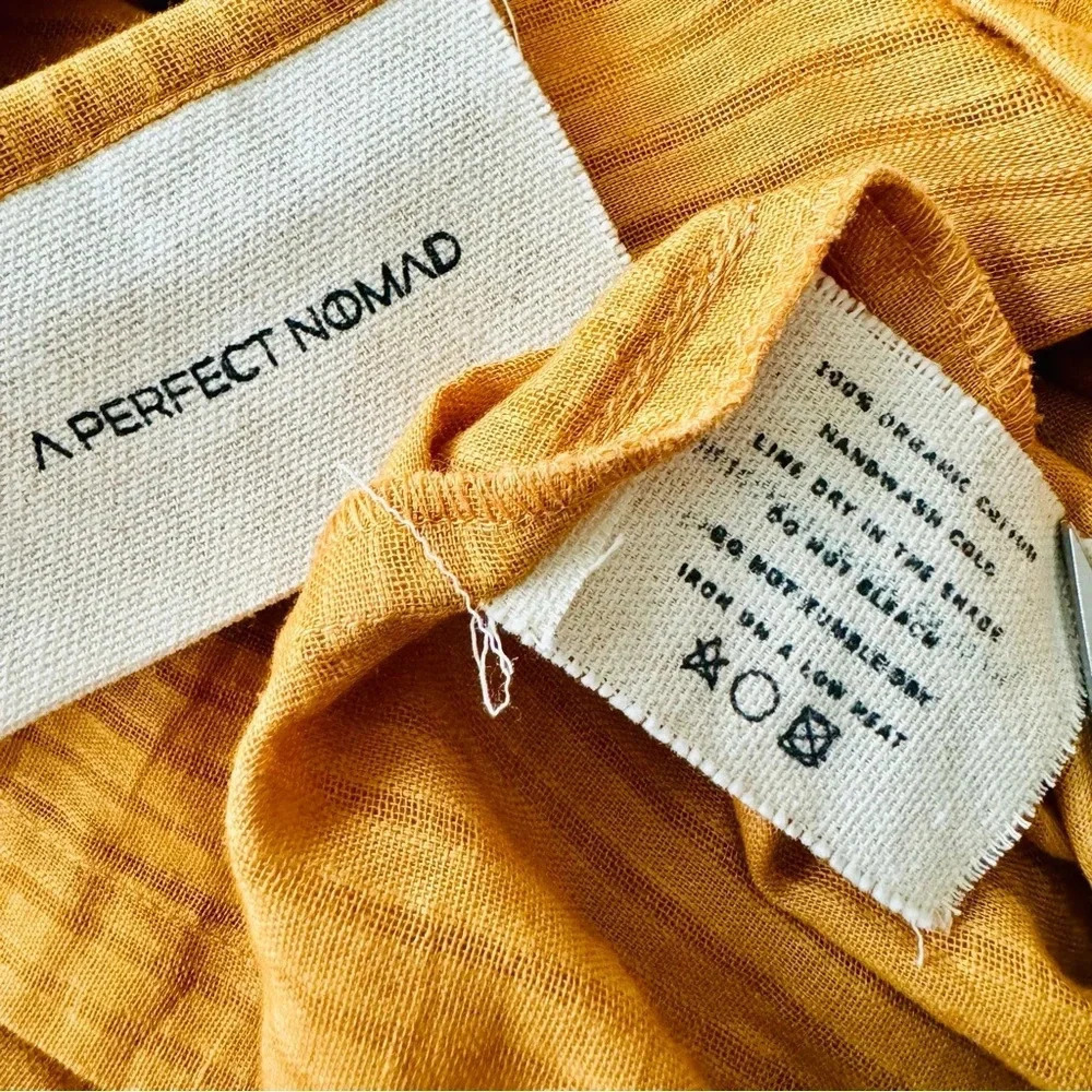 NEW A PERFECT NOMAD Symi Dress Trapez Organic Cotton Ochre Orange One Size - Picture 8 of 16